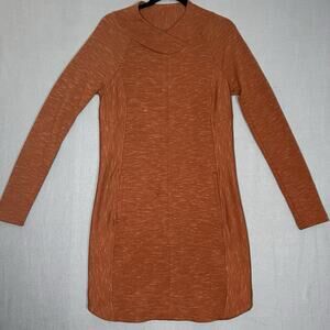 Prana Sindri Dress Womens S Burnt Orange Long Raglan Sleeve Mockneck Zip Pockets